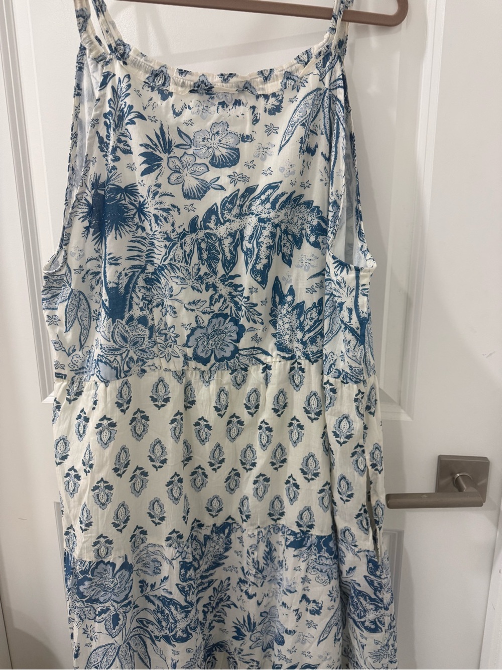 Calypso St. Barth Blue and Cream Floral Tiered Maxi Dress - Picture 3 of 7